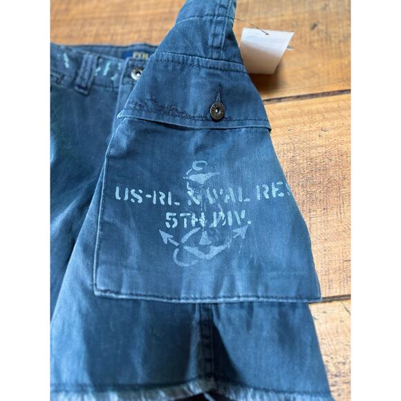 NWT Polo Ralph Lauren Boys Dark Gray US-RL Naval Cargo Raw Hem Shorts Size 8 - Picture 9 of 9